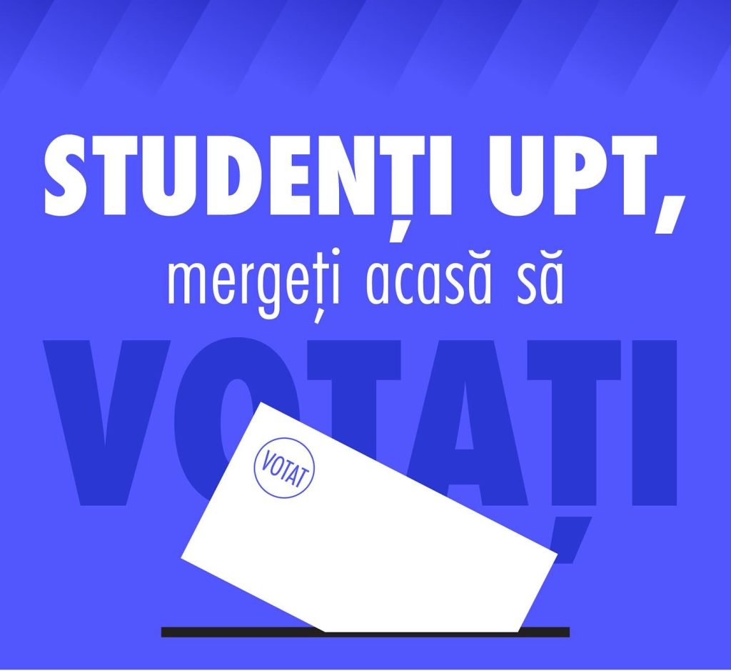 Universitatea Politehnica Timișoara încurajează studenții să voteze.